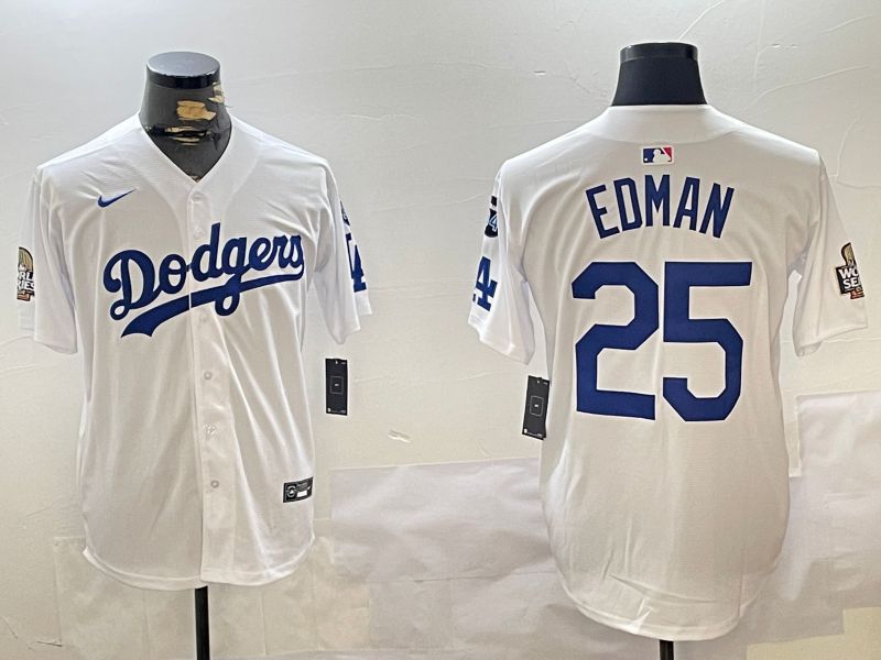 Men Los Angeles Dodgers #25 Edman White Game 2024 Nike MLB Jersey style 11207->los angeles dodgers->MLB Jersey